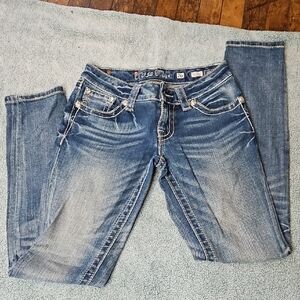 Miss Me Blue Skinny Jeans with Vintage Wash